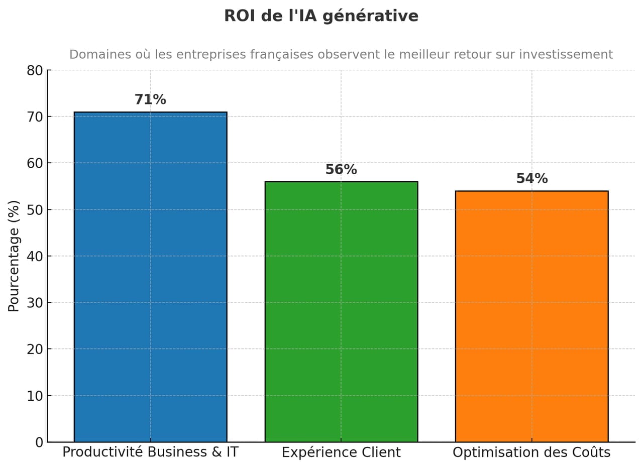 Rentabilité de l'IA générative : Les entreprises françaises en tête de la course européenne 1 Graphique illustrant la rentabilité de l'intelligence artificielle générative