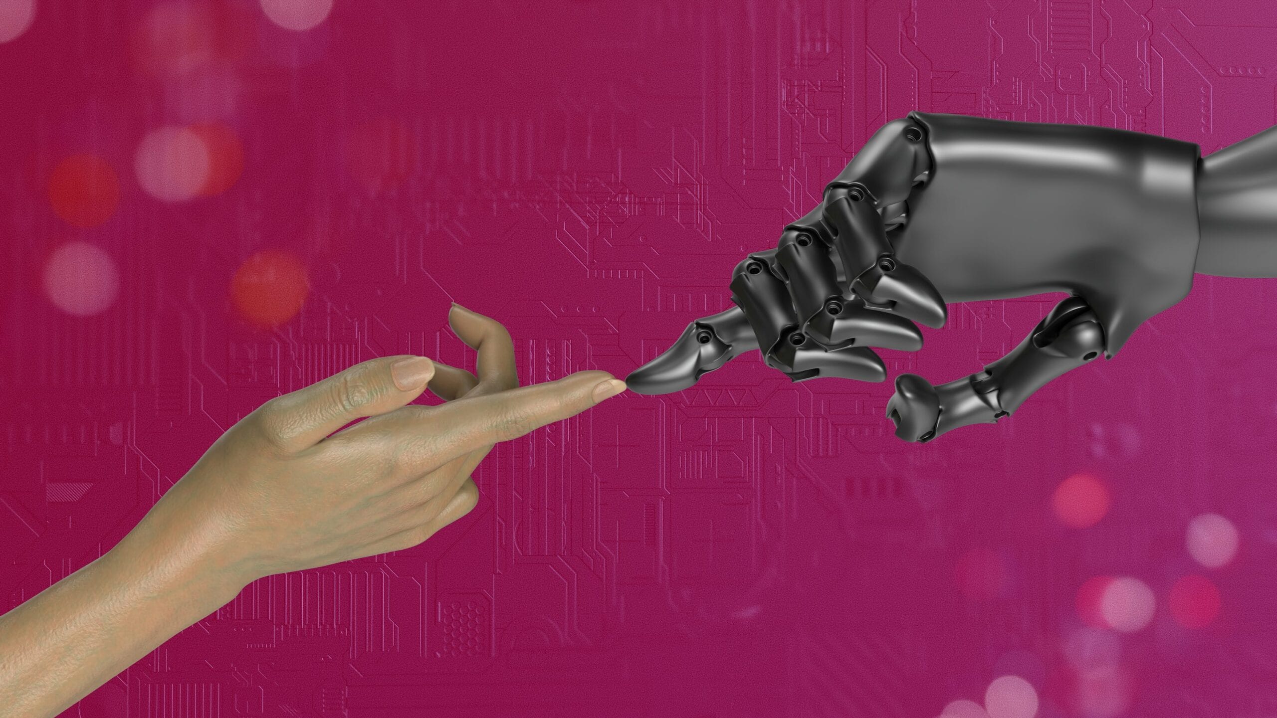Représentation symbolique de l'interaction entre l'humain et l'intelligence artificielle